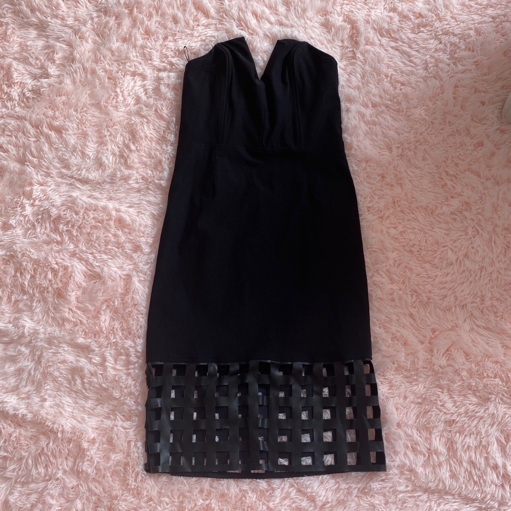 Black Strapless Midi Dress